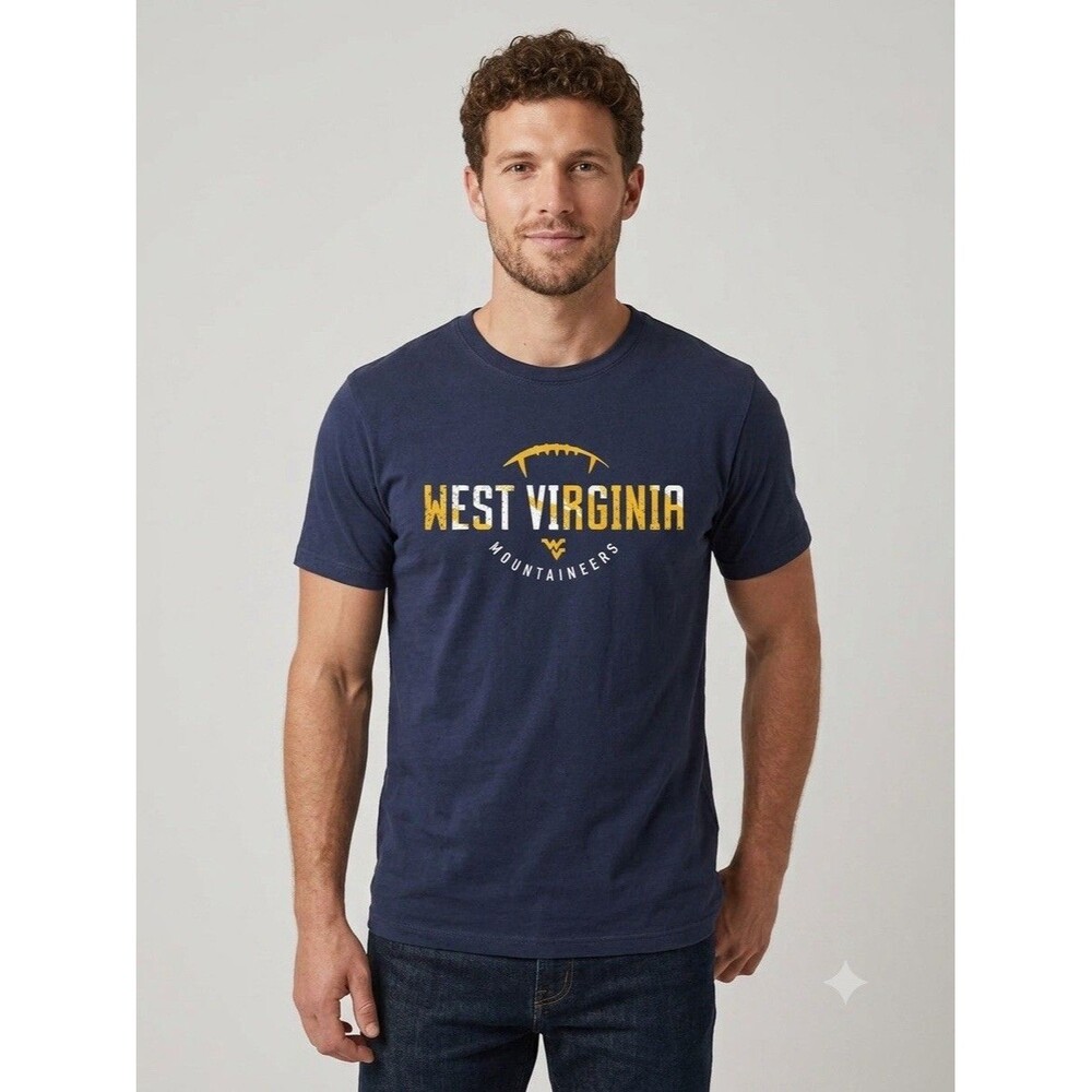 Nike West Virginia Mountaineers T Shirt Mens Small Navy Blue Graphic WVU NCAA